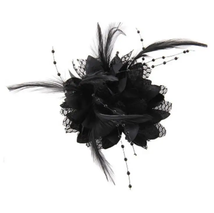 
Yiwu Bridal Trinket Red Wedding Head Flower Corsage Feather Headdress Wedding Shop Wrist Flower Bridal veil 