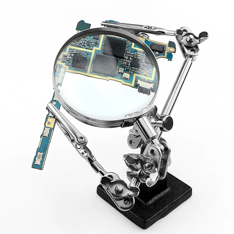 Hand Auxiliary Clamp Alligator Clip Stand Desk Magnifier
