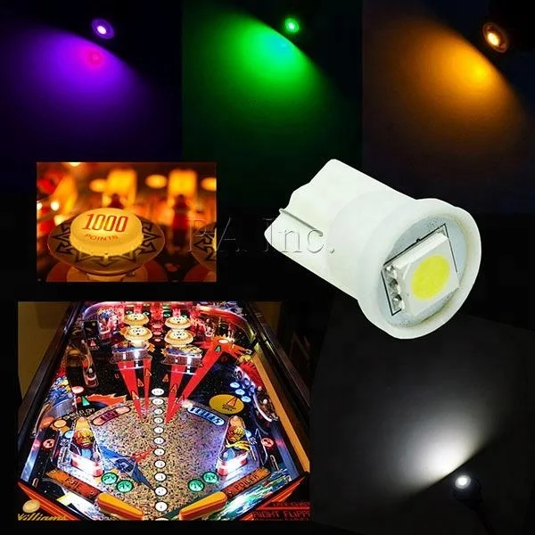 PA Pinball LED Bulb for Game Machine Parts 1SMD 168 194 W5W #555 T10  6.3V AC/DC High Brightness Colorful Light