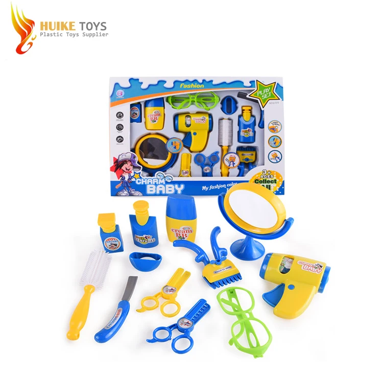 Fashion Boys Beauty Blue Hair Play Toys Set Plastic Electric Hair Dryer Toy Set