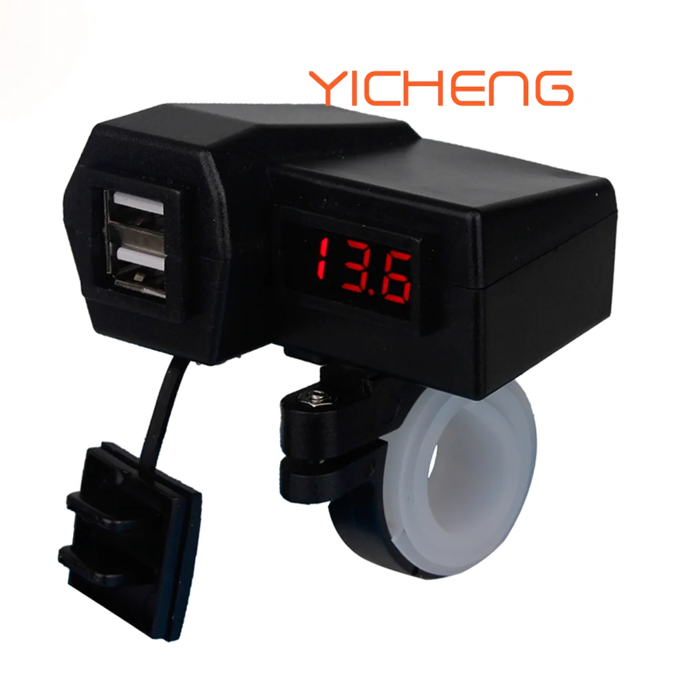 Водонепроницаемое зарядное устройство для мобильного телефона 12 в 3,1 а HP с двумя USB-портами и вольтметром