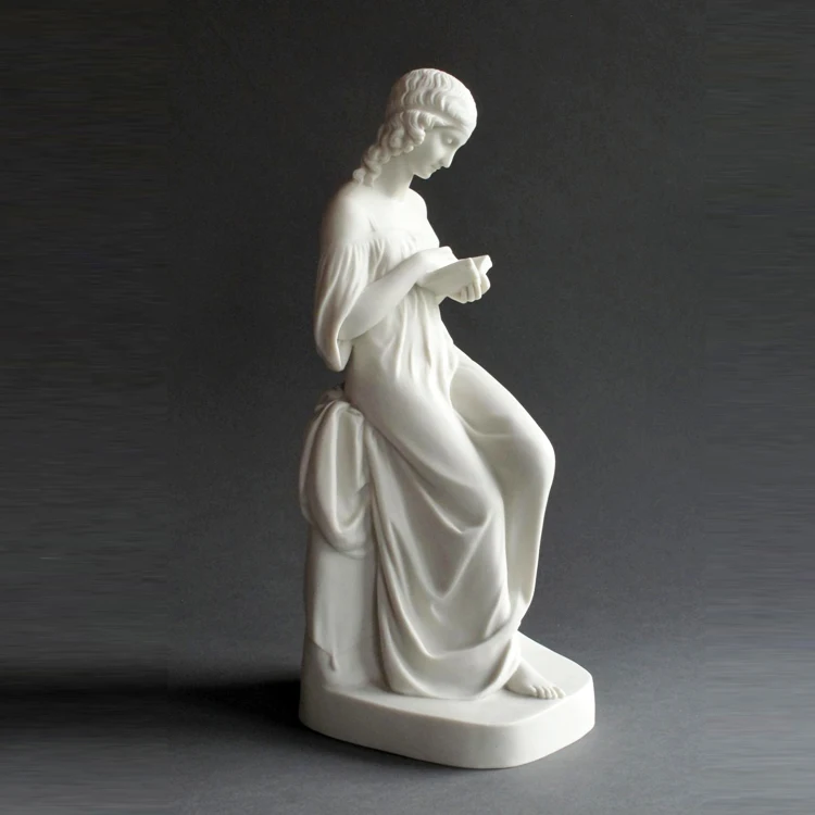 Beautiful erotic naked statue sitting on bench elegant stone nude woman sculpture