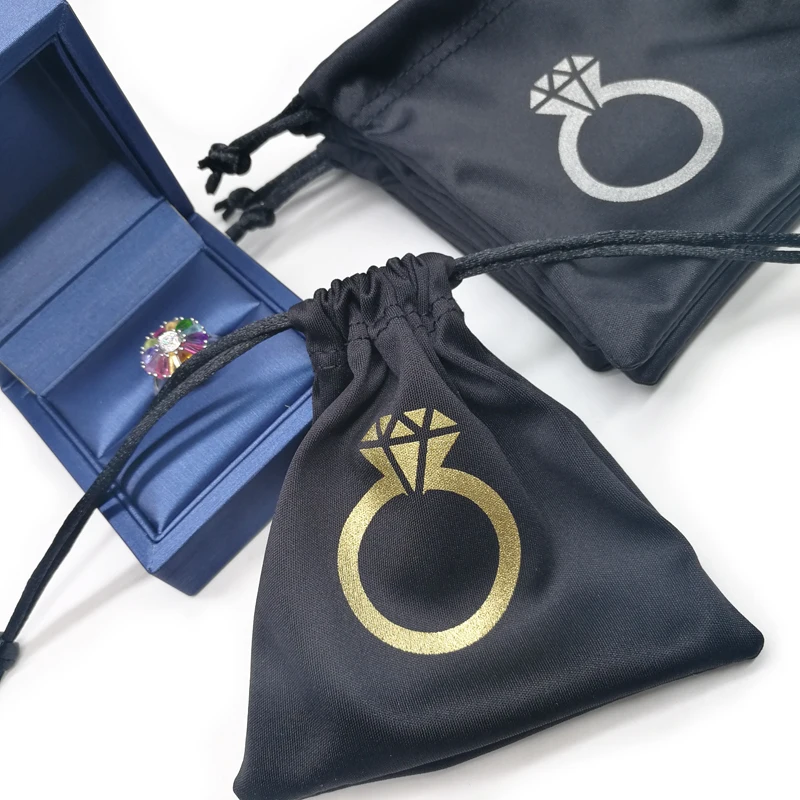 Promotional Hot Stamping Custom Logo Drawstring Glasses Jewelry Bag Pouch Soft Black Microfiber Sunglasses Pouch