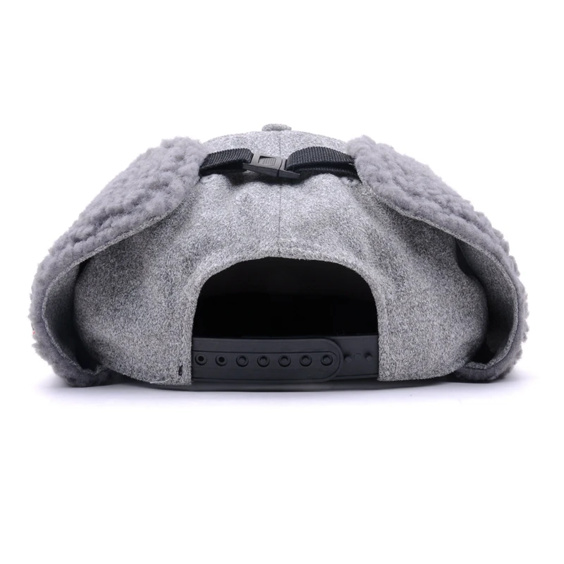 
Winter Flat Brim Wool Snapback Cap Soft Men Earflap Flap Hats 