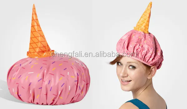 
Lovely cupcake home bathing PVC shower cap for kids 
