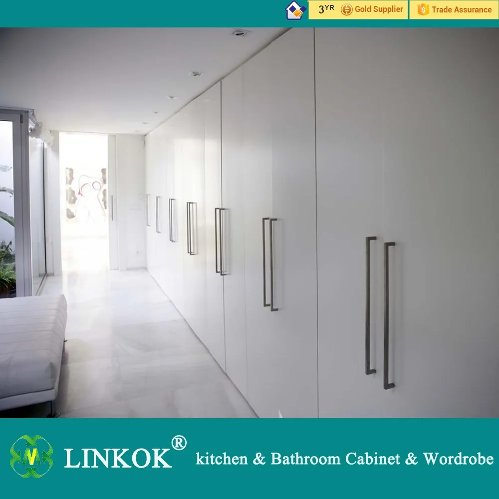 China custom high glossy white bedroom wardrobe in low price