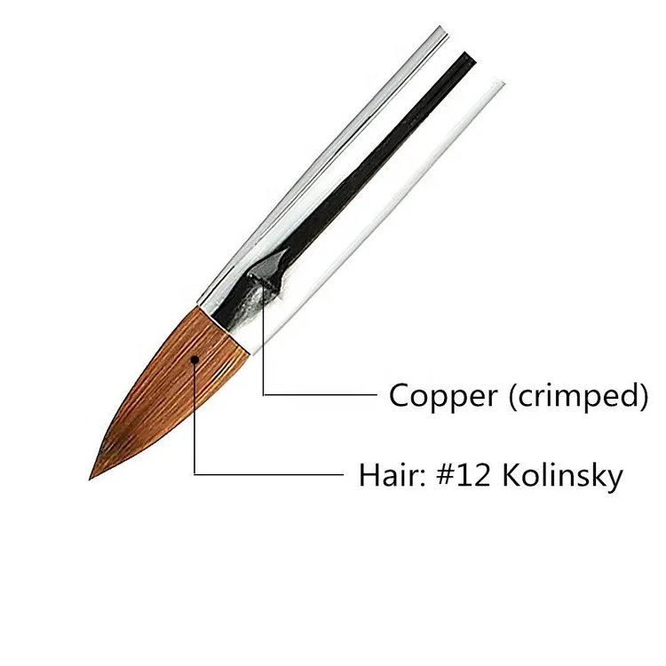 Горячая Распродажа, профессиональная акриловая кисть для ногтей с 100% чистым колонским ворсом, немецкая соболиная кисть для акриловых ногтей Kolinsky