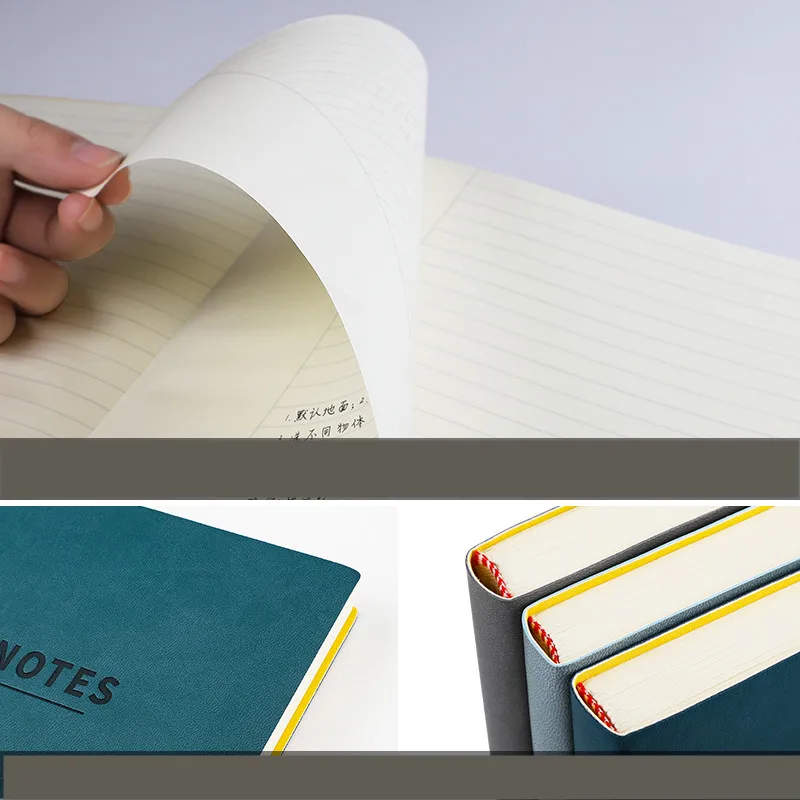 A4 college student diary notebook PU leather paperback 100sheets colorful conference thick journal notebook