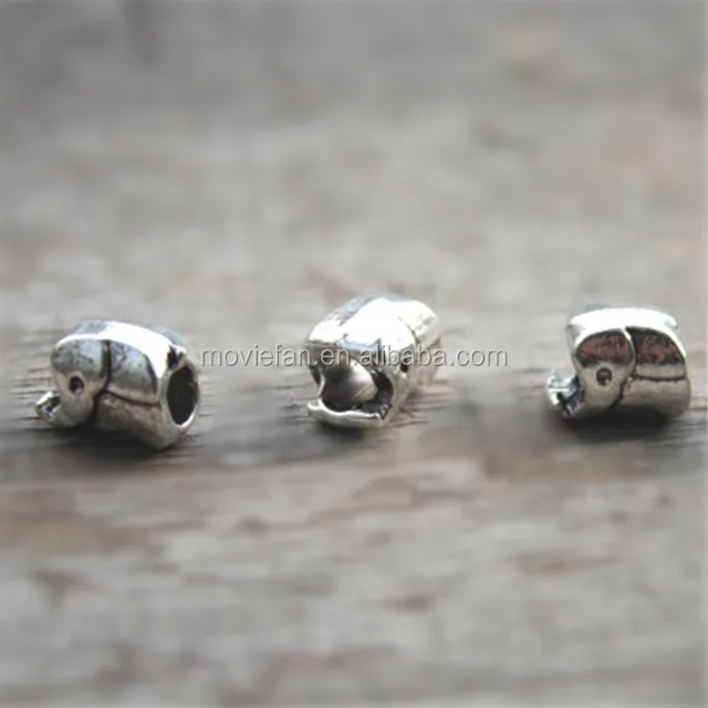 Elephant Beads Antique silver Elephant bead Beadwork Charms pendant 13X11x9mm