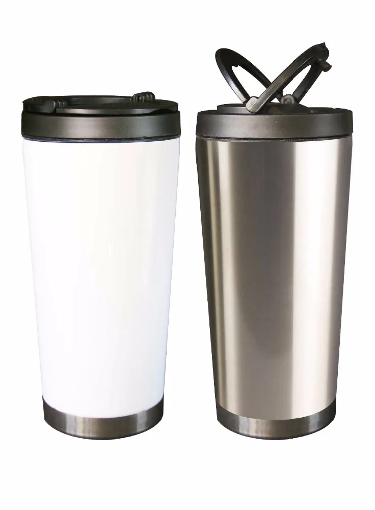 orca 16oz Sublimation Coating Stainless Steel Bottle Thermos Advanced Mug with Portable Handle All Silver