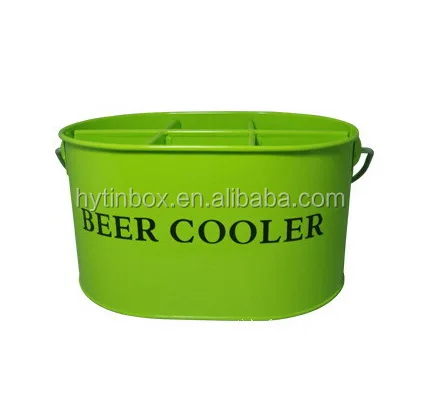 food grade galvanized steel oval ice bucket with 6 compartments and handle