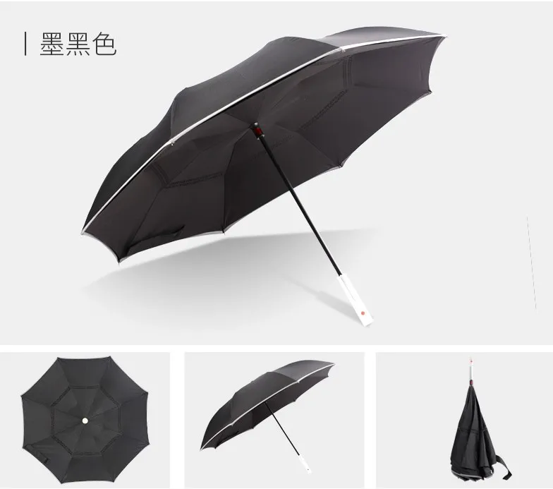 nnovation LED Design Windproof Automatic Open Inverted Umbrella for Safety