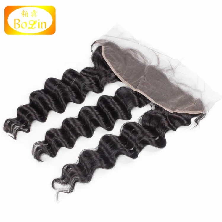 Brazilian Hair loose deep wave virgin human hair  Bundles with 13x4 Lace Frontal Closure Remy Human Hair 3 Bundles With Frontal