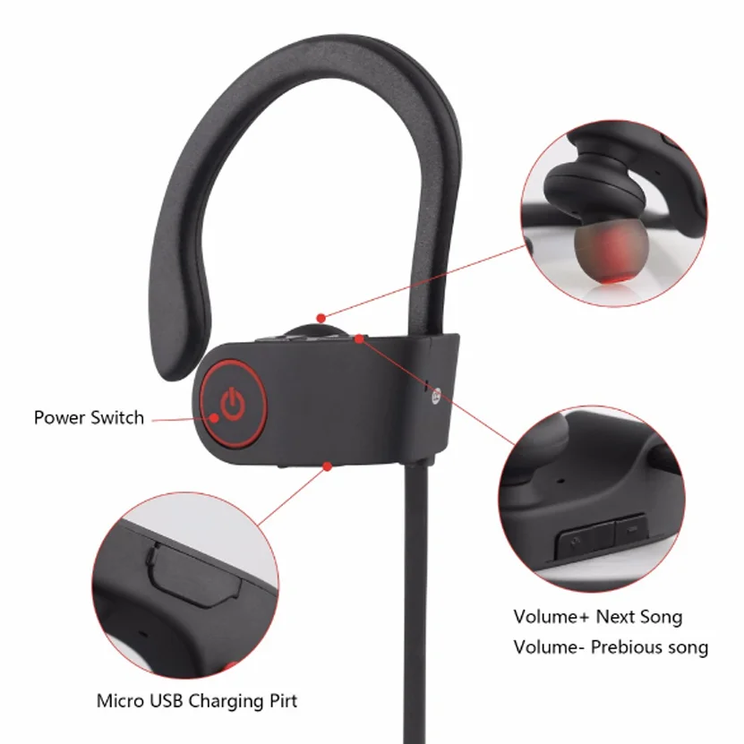 Amazon Best Seller U8 Wireless Bluetooth Headset IPX7 Waterproof Headphones Earphone