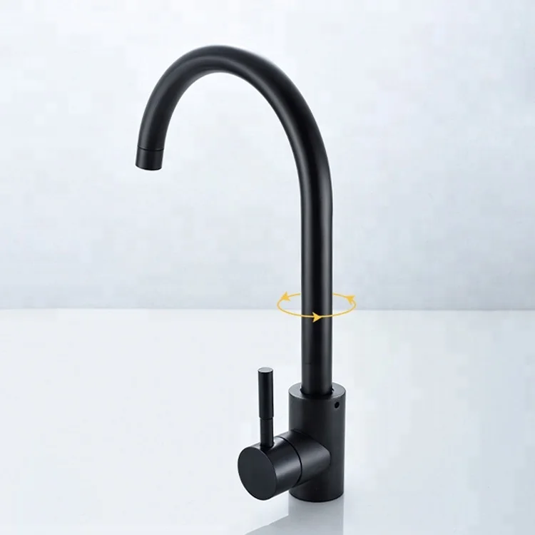 Supply Contemporary Deck Mounted Matte Black Faucet Kitchen Water Sink Faucet Mixer Tap Kitchen Stainless Steel 304 OEM Service