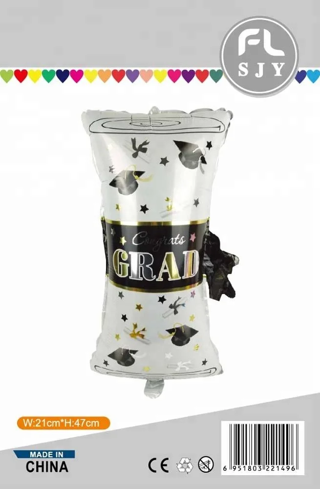 Best selling cartoon shape Congrats Grad foil balloon diploma helium balloon for graduation party decoration