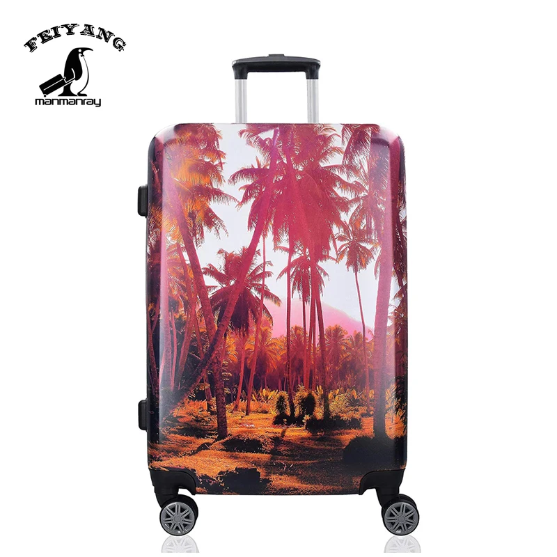 Customized Design ABS PC 3 pcs 20/24/28 Inch Travel Suitcase Printed Luggage Set