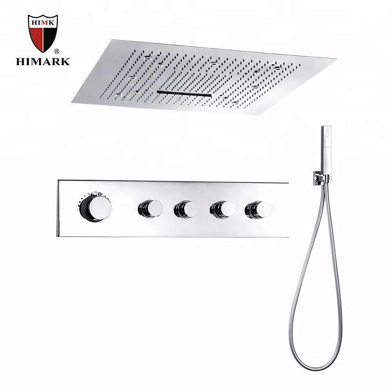 HIMARK KAIPING OEM luxury led waterfall and rainfall shower head bathroom ceiling mounted shower faucet system