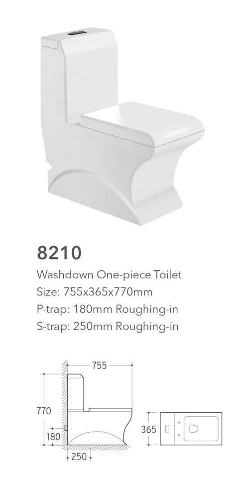 Foshan Meiyujia square white color bathroom one piece toilet bowl