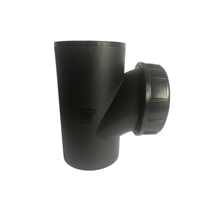 good quality of pe100 hdpe drainage pipe fittings horizontal access coupler T with checking hole for soil waste and vent use