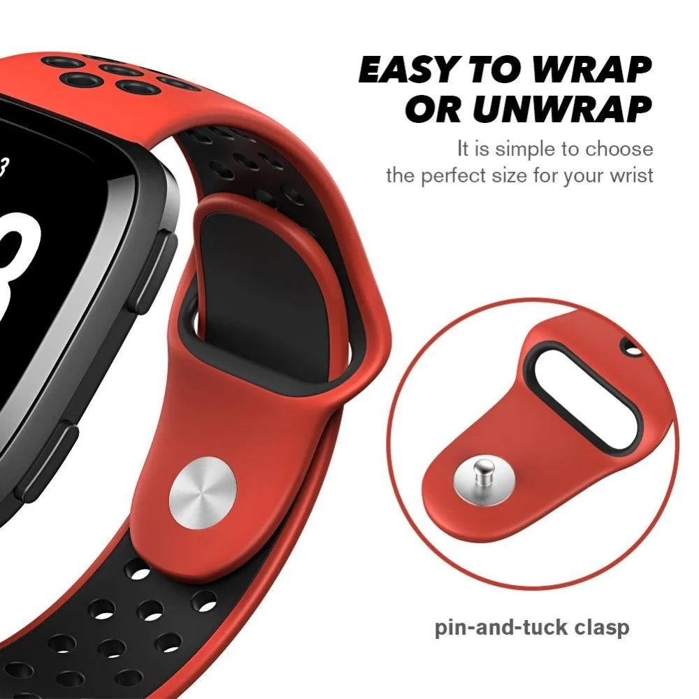 Wholesale Double Sport Rubber Watch Replacement Band Silicone Bracelet Wristband for Fitbit Versa Smart FItness Bands