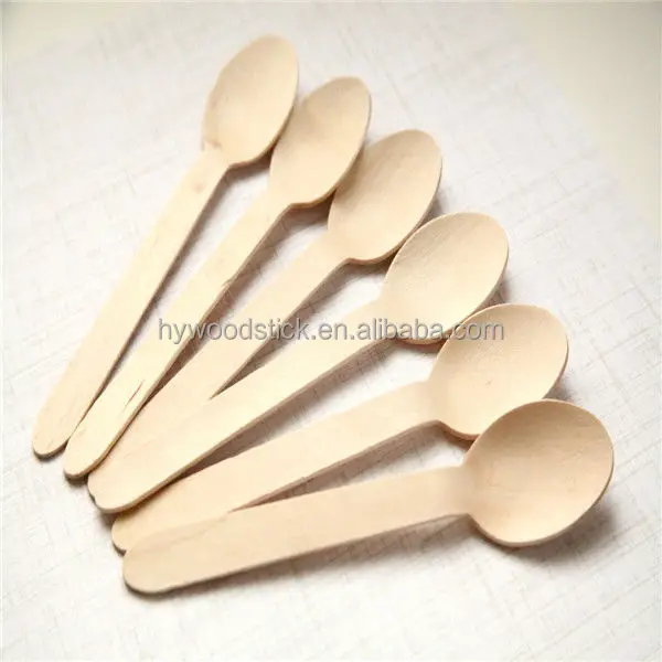 Disposable Wooden Bamboo Foldable Fork Due Spoon Fill The Cup Cap Biodegradable For ICE Cream Yogurt Oats Plastic