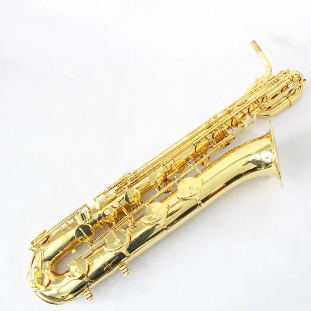 Focus Brand FBS-580 E Flat Gold Lacquered Baritone Saxophone With Case, Cleansing cloth, Mouthpiece, Glo-ve, Reeds
