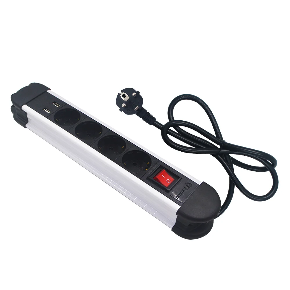 German 4 Outlets Power Strip with overload Protector, 2 Fast USB Ports with 4 Outlets, Long Extension Power Cord