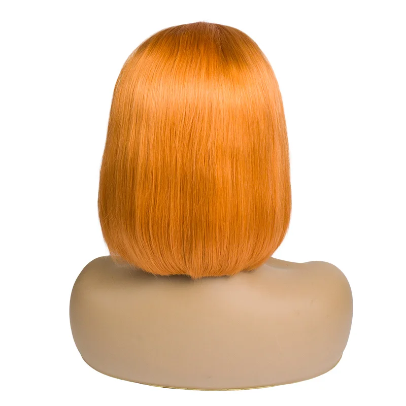 
Top selling 2019 Morein remy hair 100 human hair Lace Front bob orange wig 