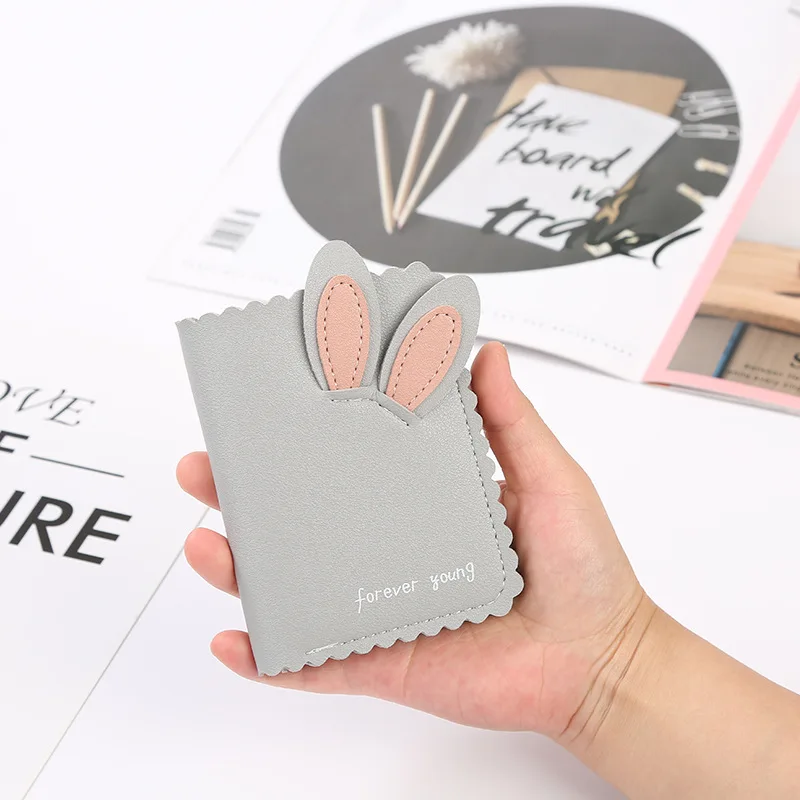 Fashion Mini Rabbit Ears Card Holder PU Leather Wallet for girls