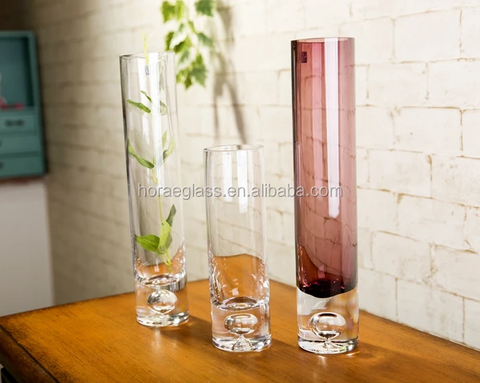 High quality tall cylinder glass vase for centerpiece and long glass vase