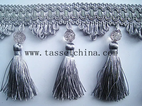 Simple European style beads tassel fringe trim  for curtain decoration