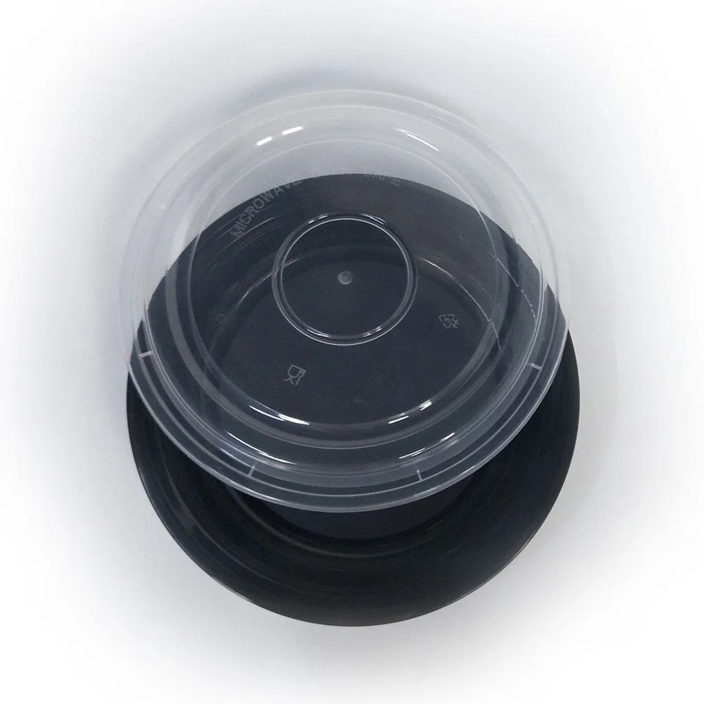 48oz round  black custom upscale disposable takeaway lunch breakfast boxes