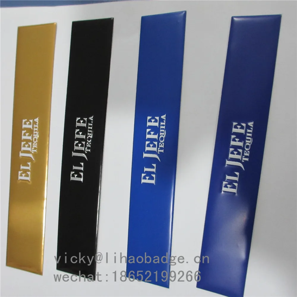 Wenzhou Factory self adhesive Bright Gold Embossed Curved Aluminum metal stickers Liquor wine Bottle Label aluminum labels