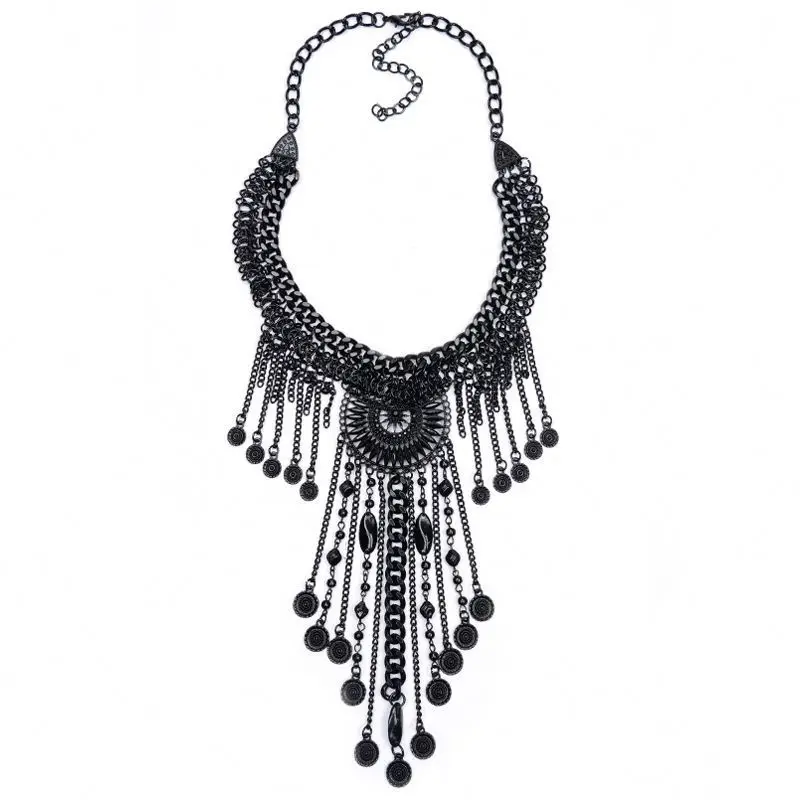 
Multi-Layers Filigree Flower Pendant Statements Chunkys Long Big Collar Necklace 