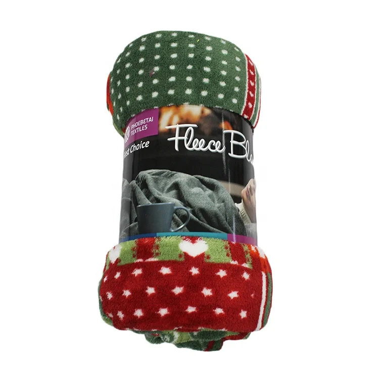 China supplier plaid promotional polar fleece blanket for christmas winter