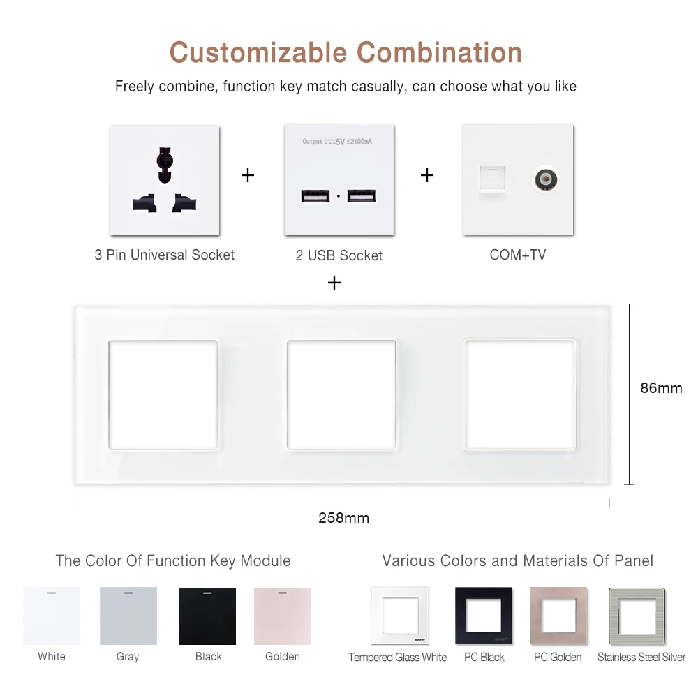 Многофункциональная электрическая настенная розетка для телефона и компьютера 16 А