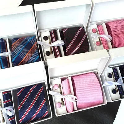 Wholesale Ties029 Woven Necktie Set,Polyester Tie Set Hanky Set