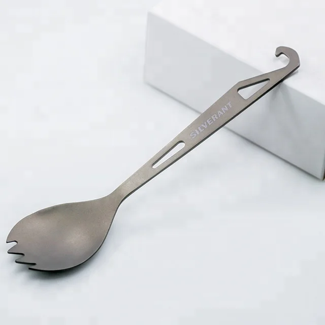 Titanium Food Grade  handle Spork With outdoor camping hiking tableware