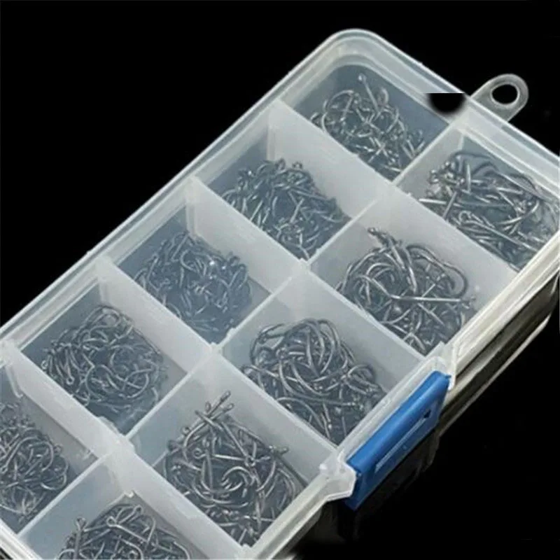 500pcs/set mixed size 3~12 high carbon steel carp fishing hooks pack with hole with Retail Original box Jigging Bait