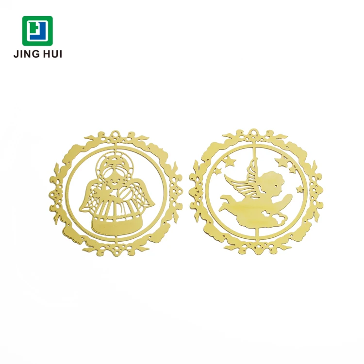 Metal Brass Plated Gold Round Shaped Chinese Christmas Ornaments