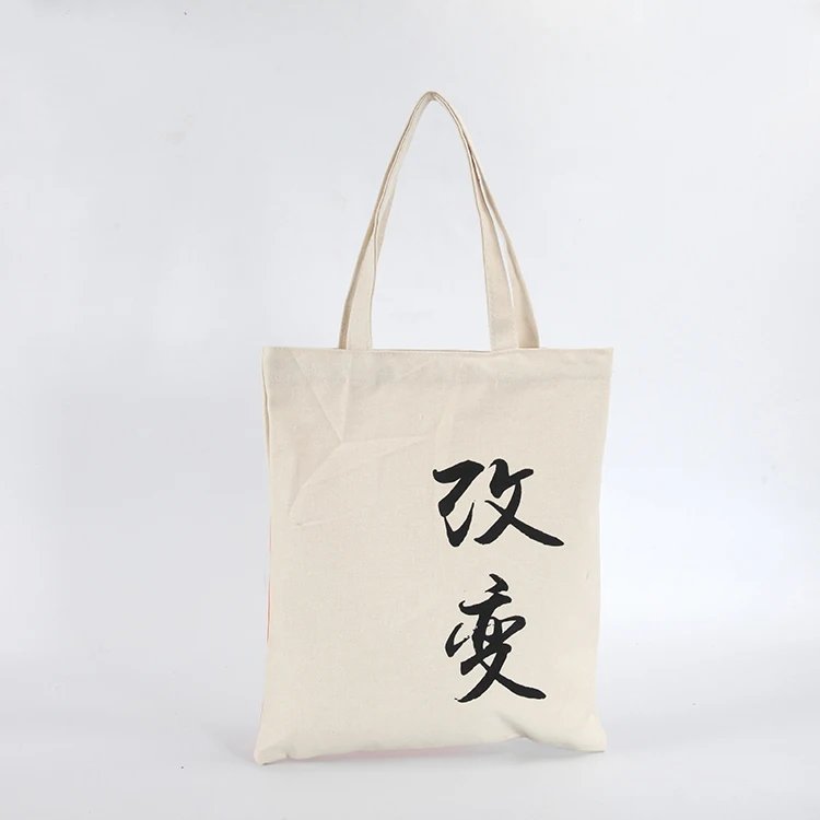 
wholesale recycled plain white cotton canvas drawstring and tote bag with custom design 