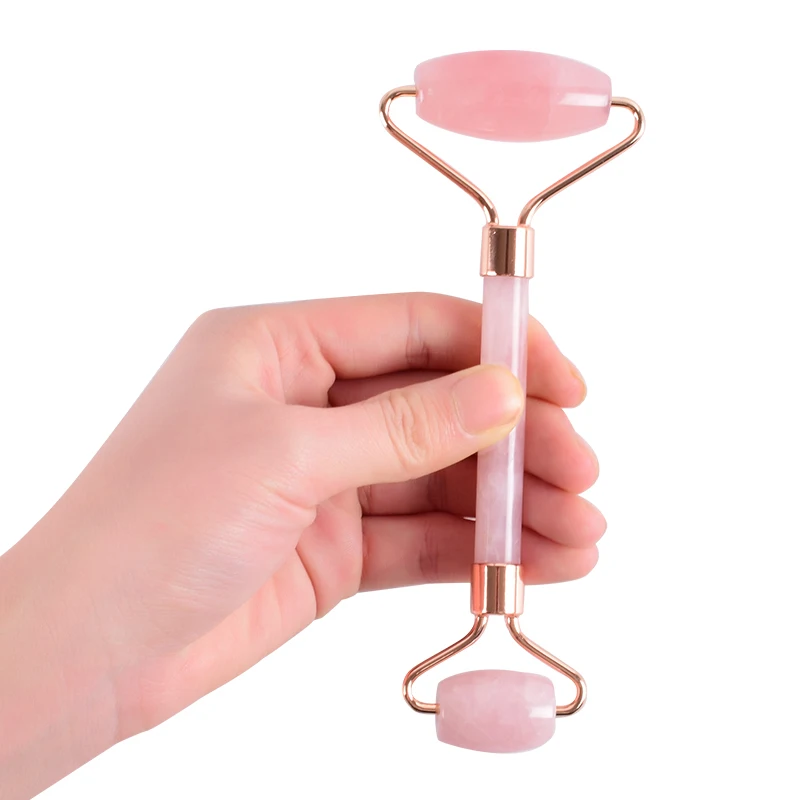 Natural  Anti Aging  Pink Rose Quartz Stone Roller Jade Roller For Face Facial Massage