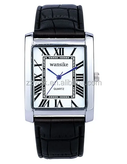 Promotion RectangleQuartz Couple Watch with White Dial Analogue Display and Black Strap