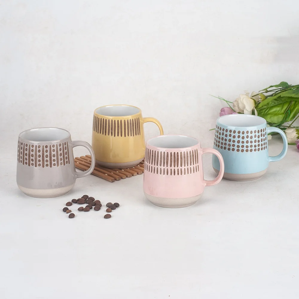 New design clay bottom 7 oz tulip shape stoneware coffee mugs ceramic
