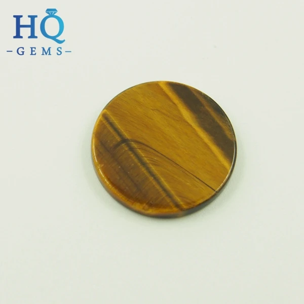 Semi-preciouse gemstone disc double flat back tiger eye plate stone