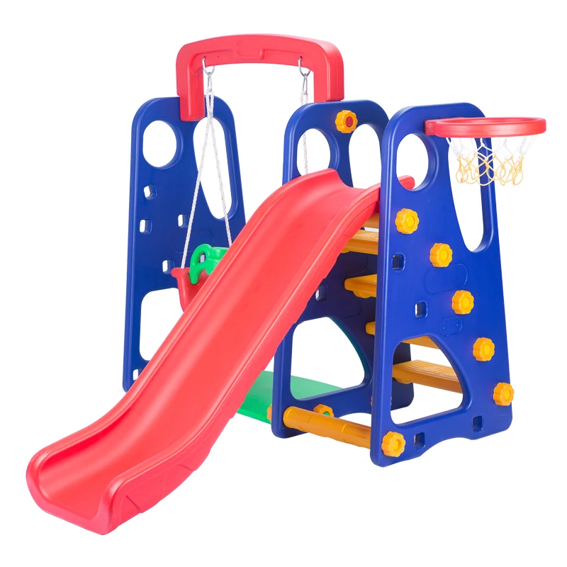 Popular kids plastic slide with swing baby indoor playground toys for kindergarten