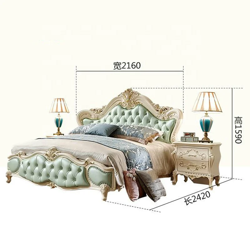 2021 new arrivals white antique European style bedroom furniture bed