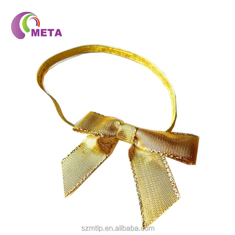 
Gift Packaging Gold Pre-tied Satin Ribbon Bow With Elastic Loop 