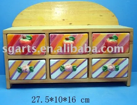 Ceramic Drawer W/Wooden Stand